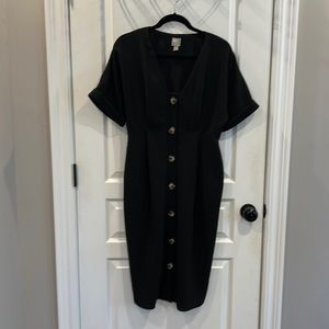 ASOS black button down short sleeve dress